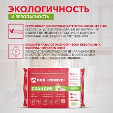 Rockwool Лайт Баттс скандик (800*600*50) 12п/0,288м3/5,76м2/24пач.под